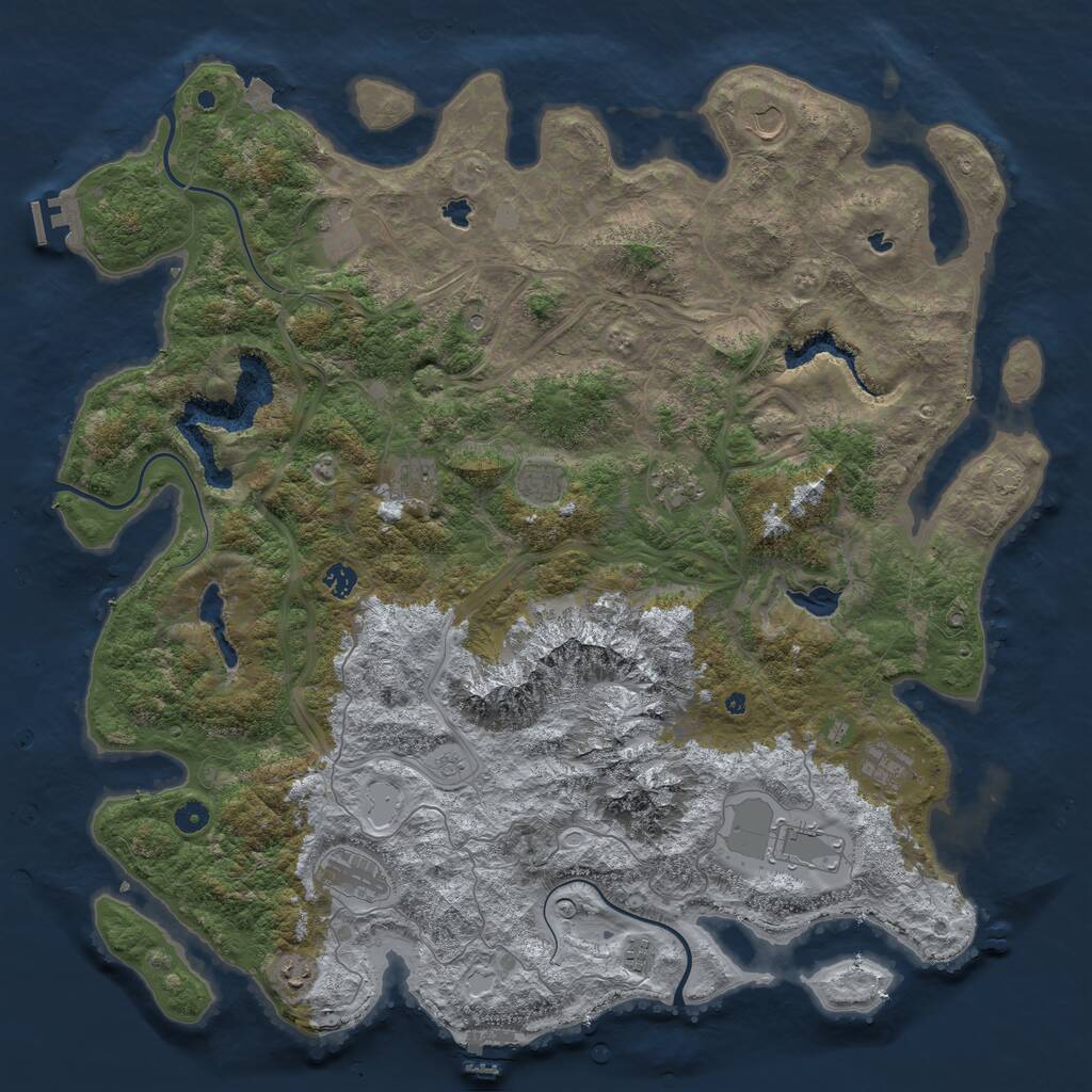 Rust Map: Procedural Map, Size: 5000, Seed: 648254, 17 Monuments
