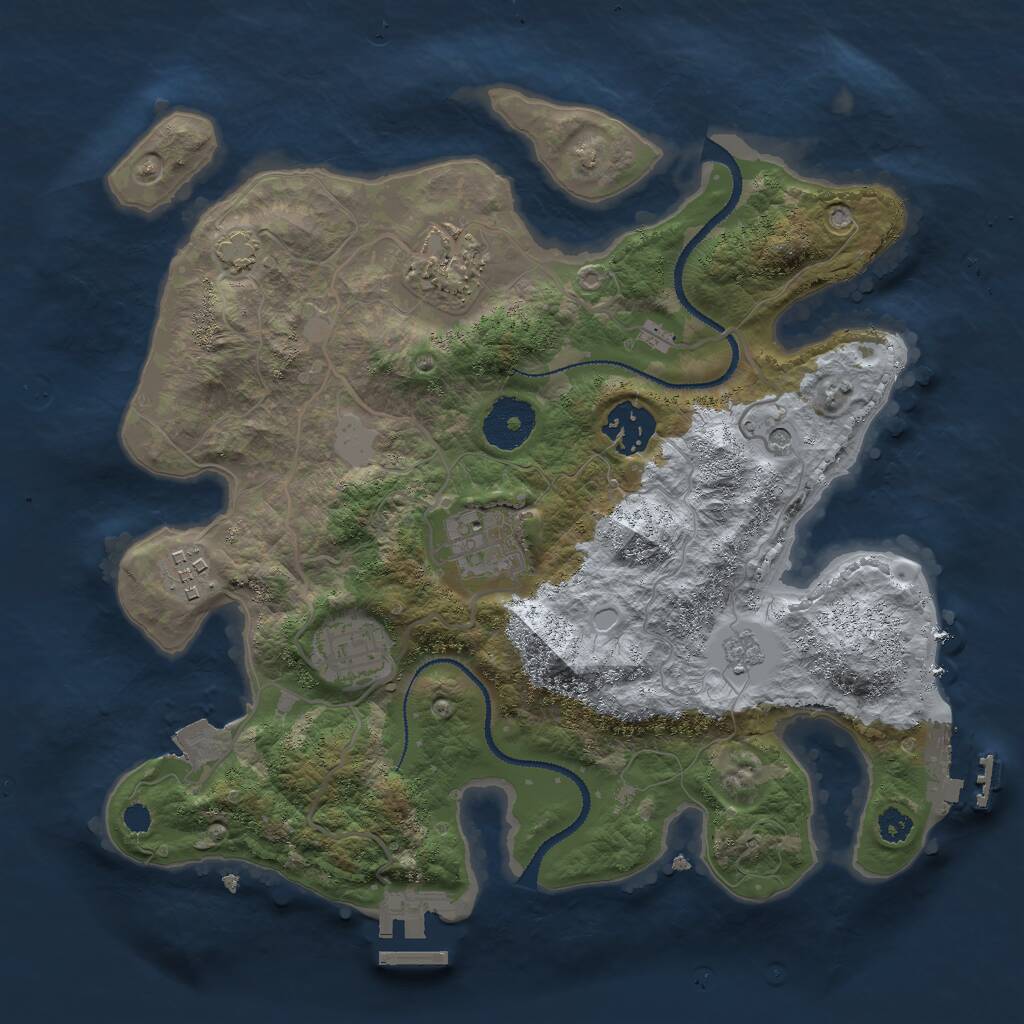 Rust Map: Procedural Map, Size: 3000, Seed: 29589, 11 Monuments