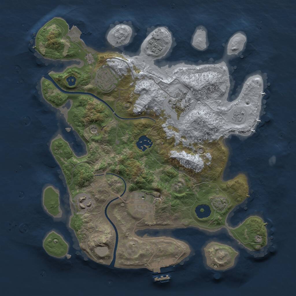 Rust Map: Procedural Map, Size: 3000, Seed: 2011405926, 11 Monuments