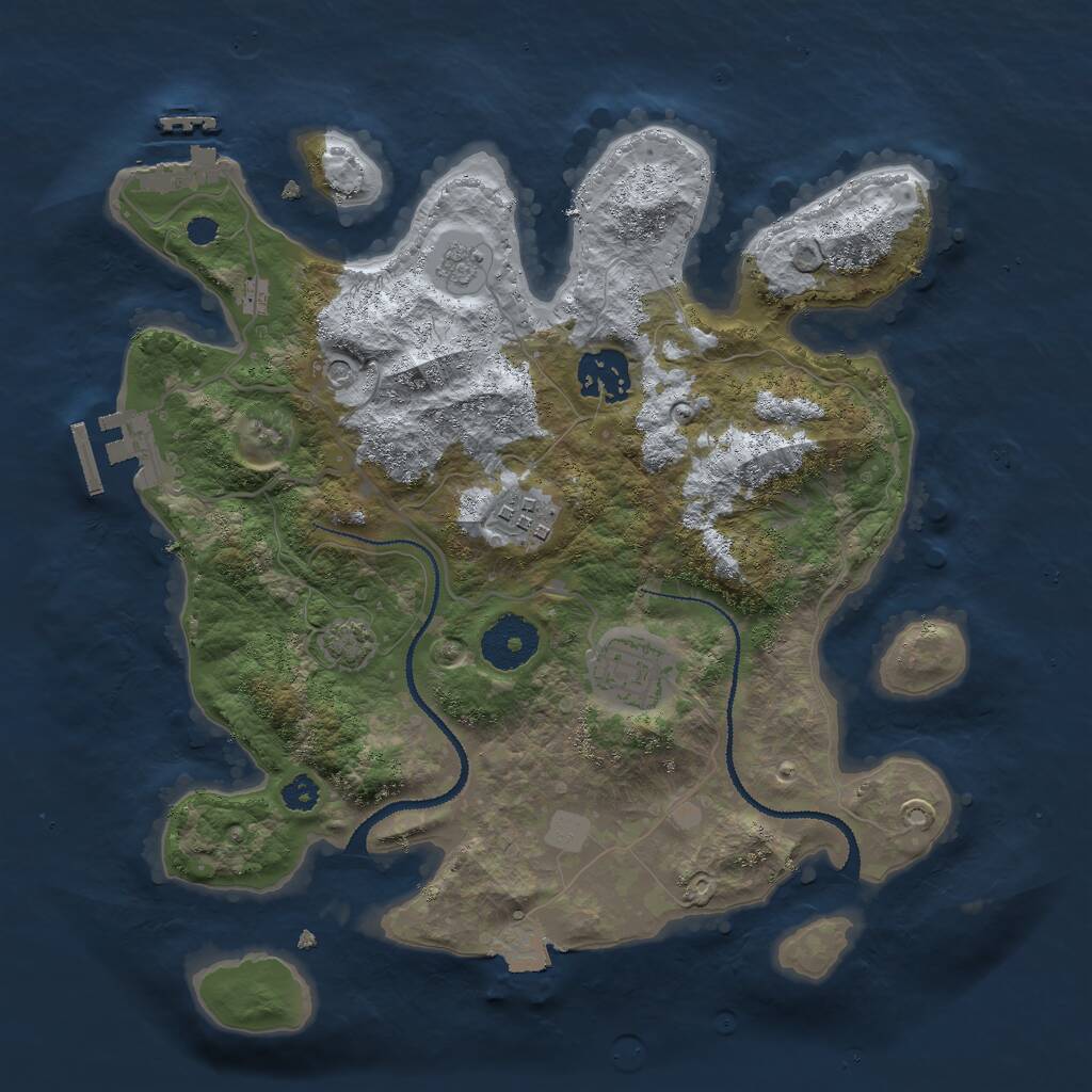 Rust Map: Procedural Map, Size: 3000, Seed: 50151, 9 Monuments