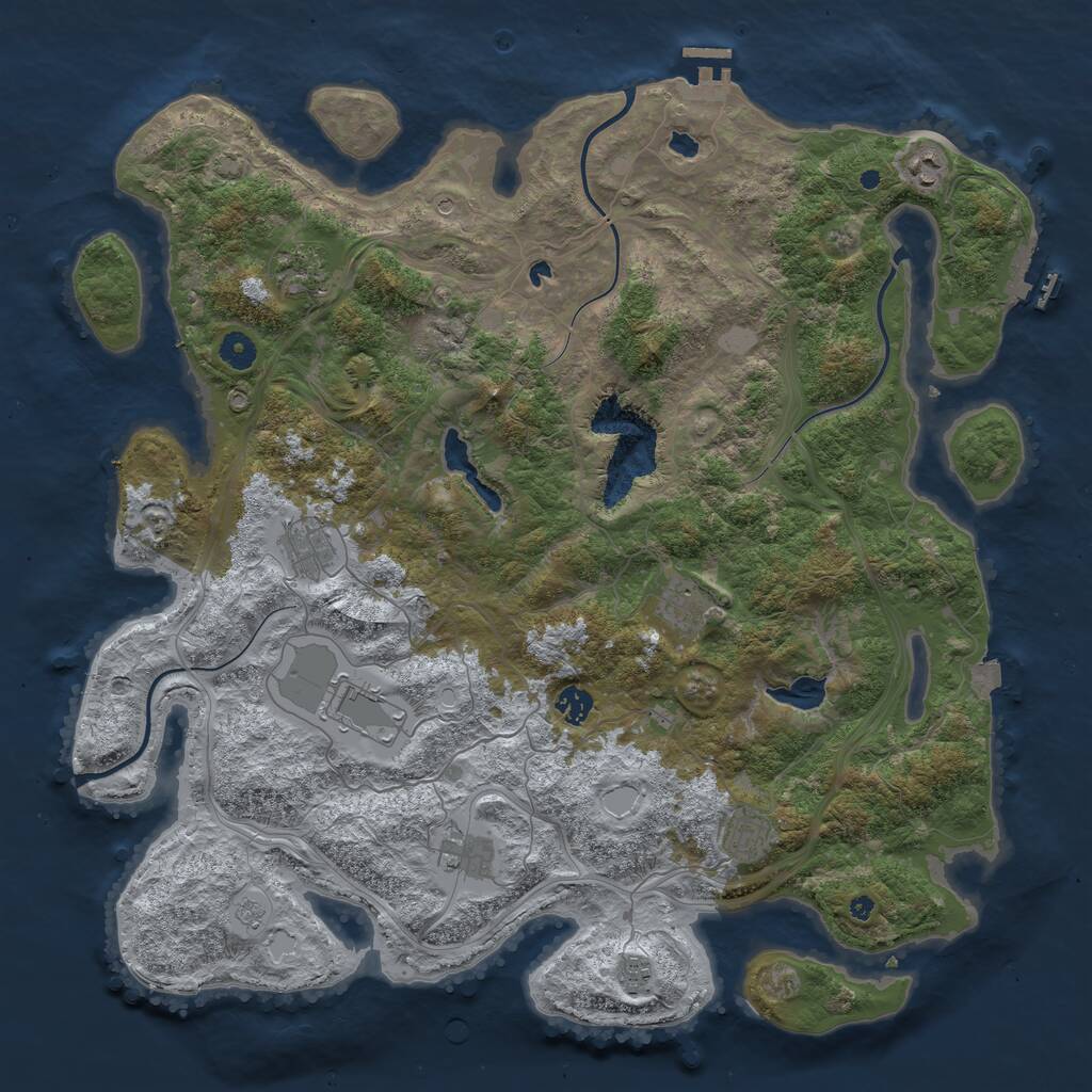 Rust Map: Procedural Map, Size: 4500, Seed: 1195177613, 15 Monuments