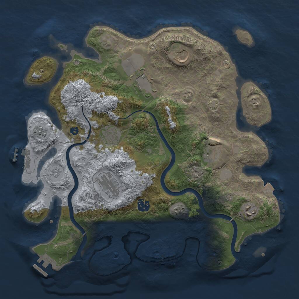 Rust Map: Procedural Map, Size: 3500, Seed: 1145706095, 14 Monuments