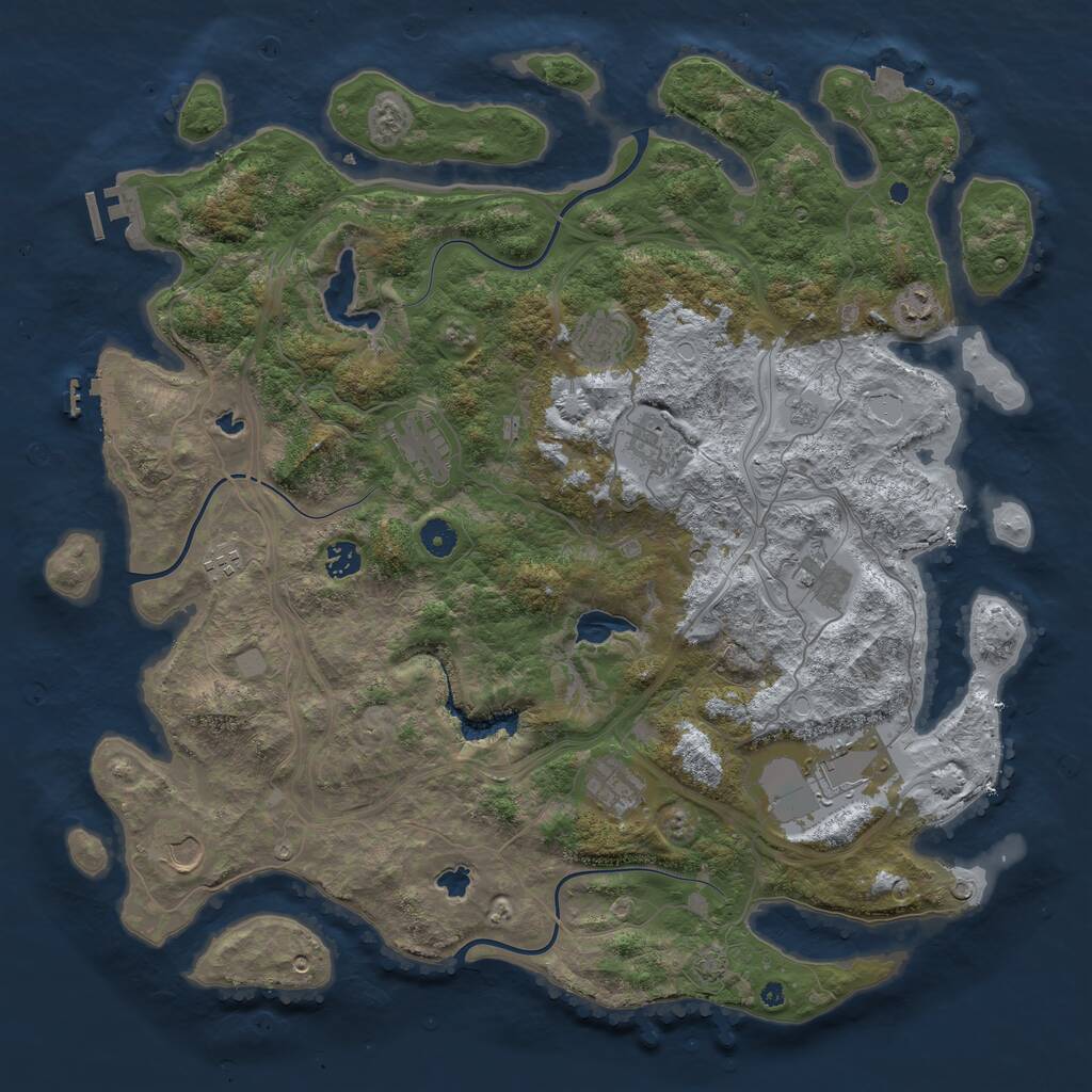 Rust Map: Procedural Map, Size: 4500, Seed: 857412589, 16 Monuments