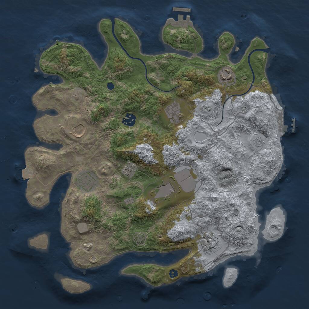 Rust Map: Procedural Map, Size: 3500, Seed: 490207956, 14 Monuments