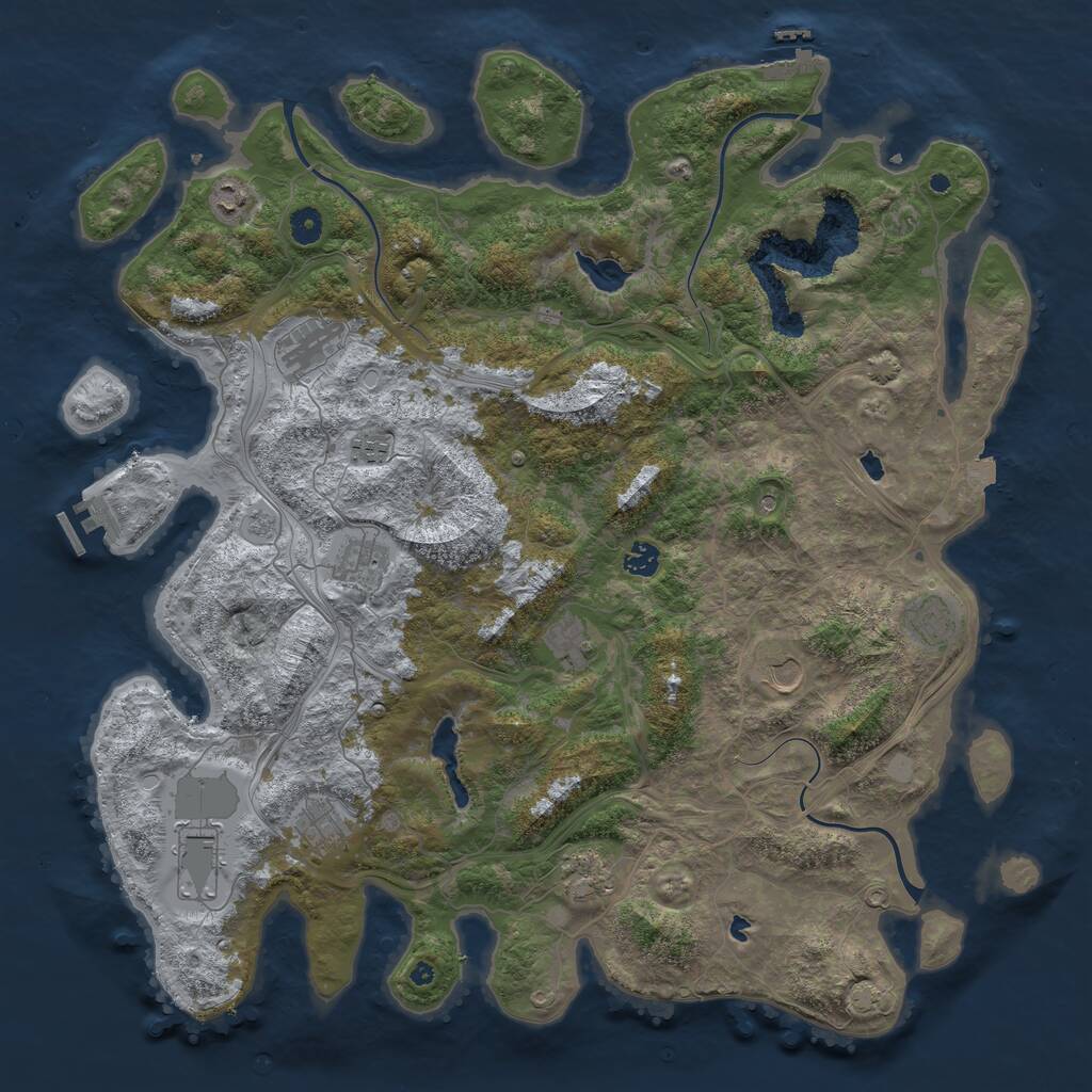 Rust Map: Procedural Map, Size: 4658, Seed: 428545475, 17 Monuments