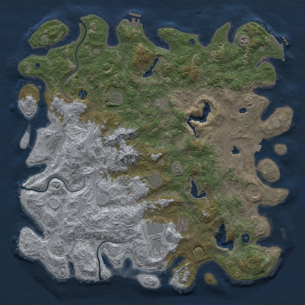 Rust Map: Procedural Map, Size: 5000, Seed: 1102799563, 17 Monuments