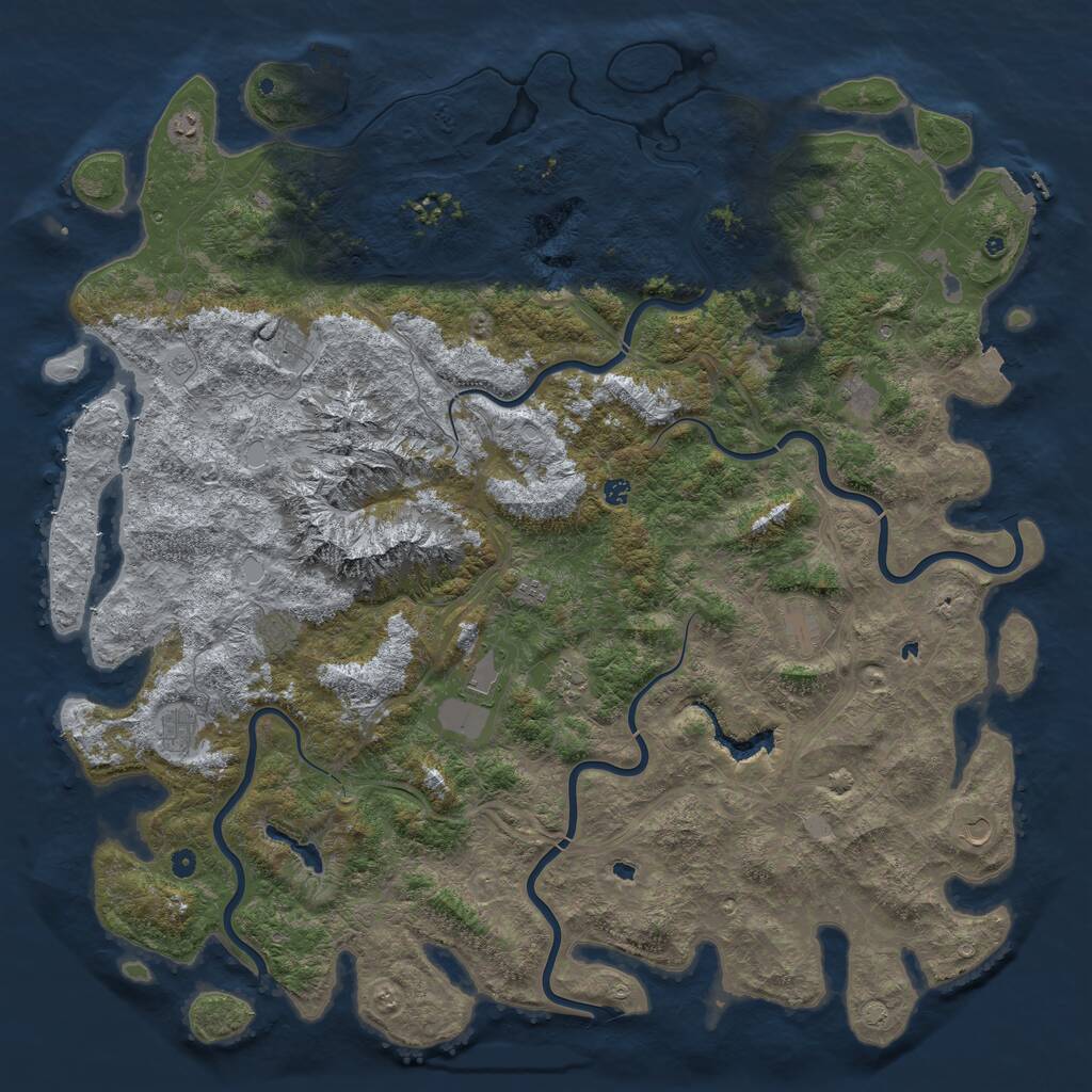 Rust Map: Procedural Map, Size: 6000, Seed: 7102024, 17 Monuments