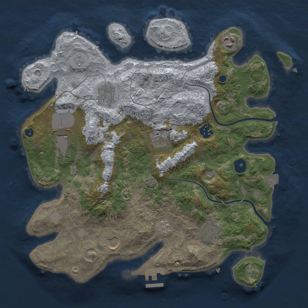 Rust Map: Procedural Map, Size: 3500, Seed: 189639019, 13 Monuments