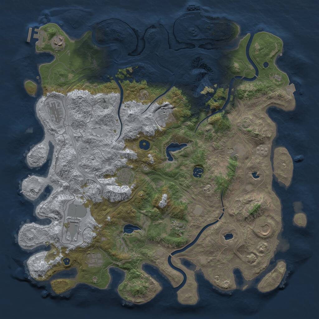 Rust Map: Procedural Map, Size: 4500, Seed: 81407307, 17 Monuments