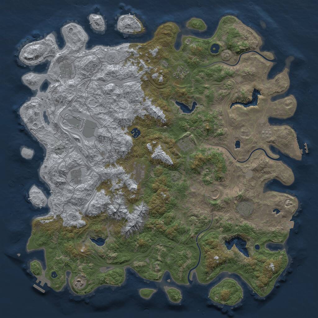 Rust Map: Procedural Map, Size: 5000, Seed: 663018694, 17 Monuments