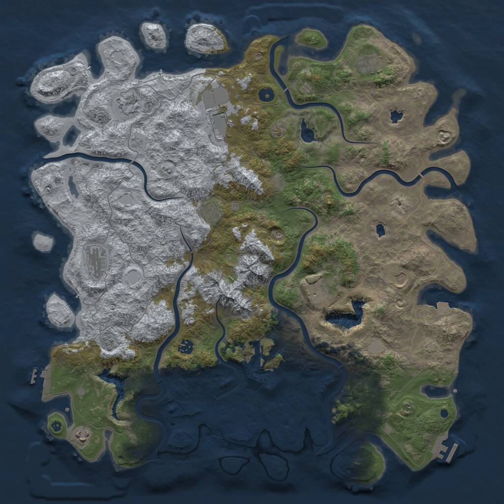 Rust Map: Procedural Map, Size: 5000, Seed: 663018694, 16 Monuments