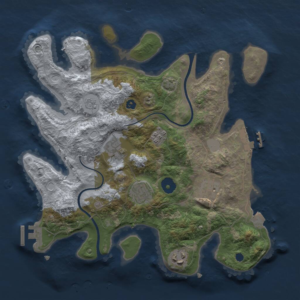 Rust Map: Procedural Map, Size: 3000, Seed: 855904433, 10 Monuments