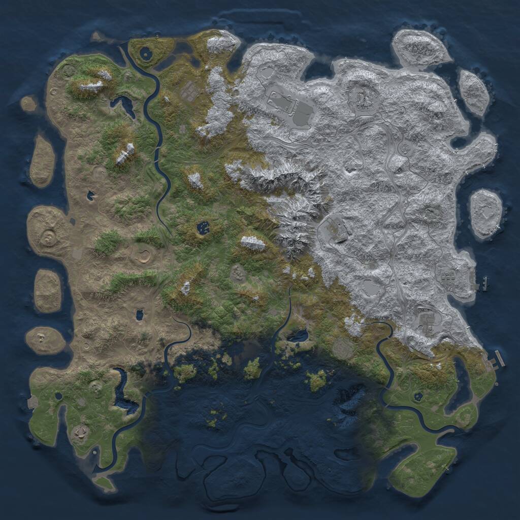 Rust Map: Procedural Map, Size: 6000, Seed: 1214687943, 17 Monuments
