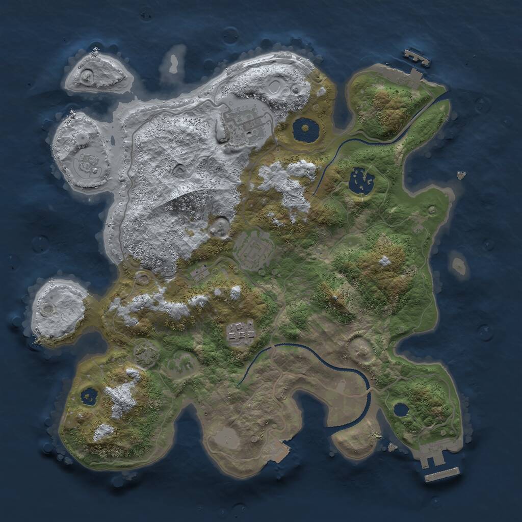 Rust Map: Procedural Map, Size: 3000, Seed: 1504203764, 9 Monuments