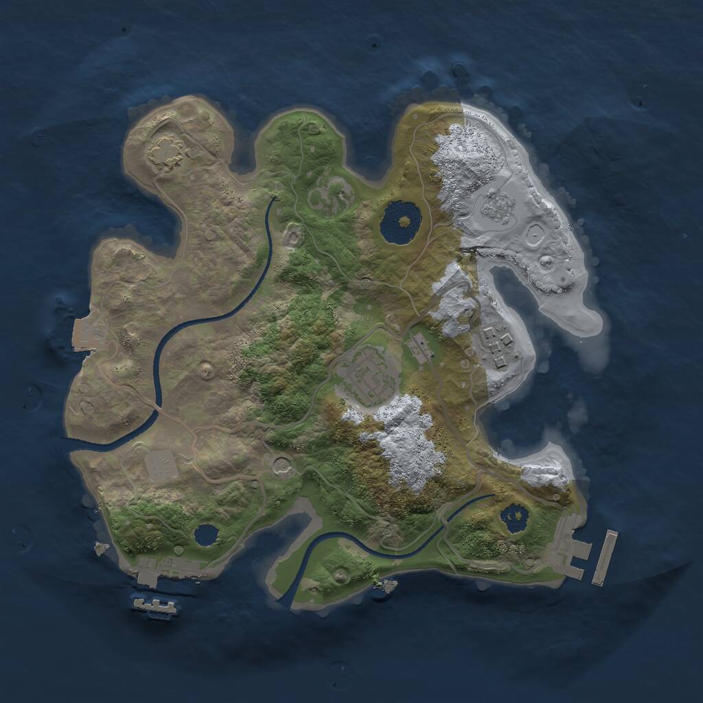 Rust Map: Procedural Map, Size: 2500, Seed: 10000000, 8 Monuments