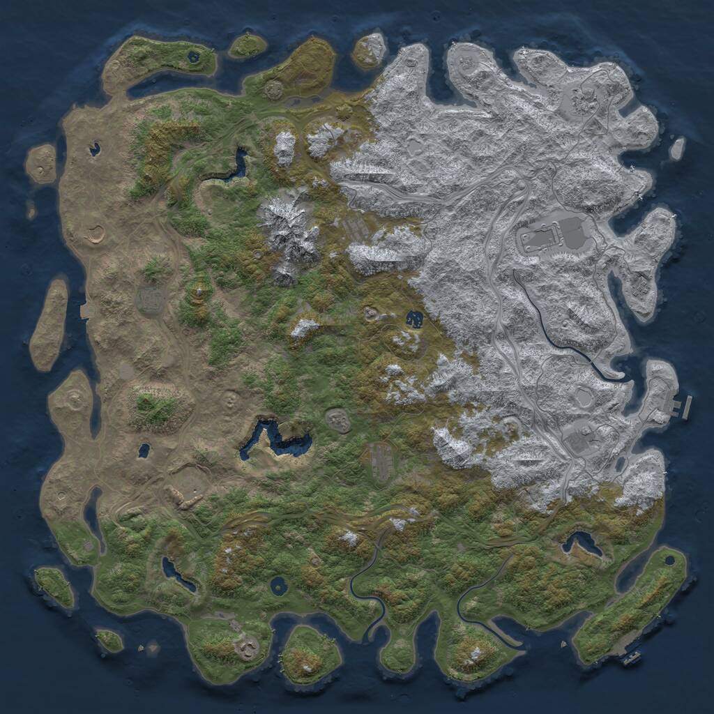 Rust Map: Procedural Map, Size: 6000, Seed: 673657381, 17 Monuments