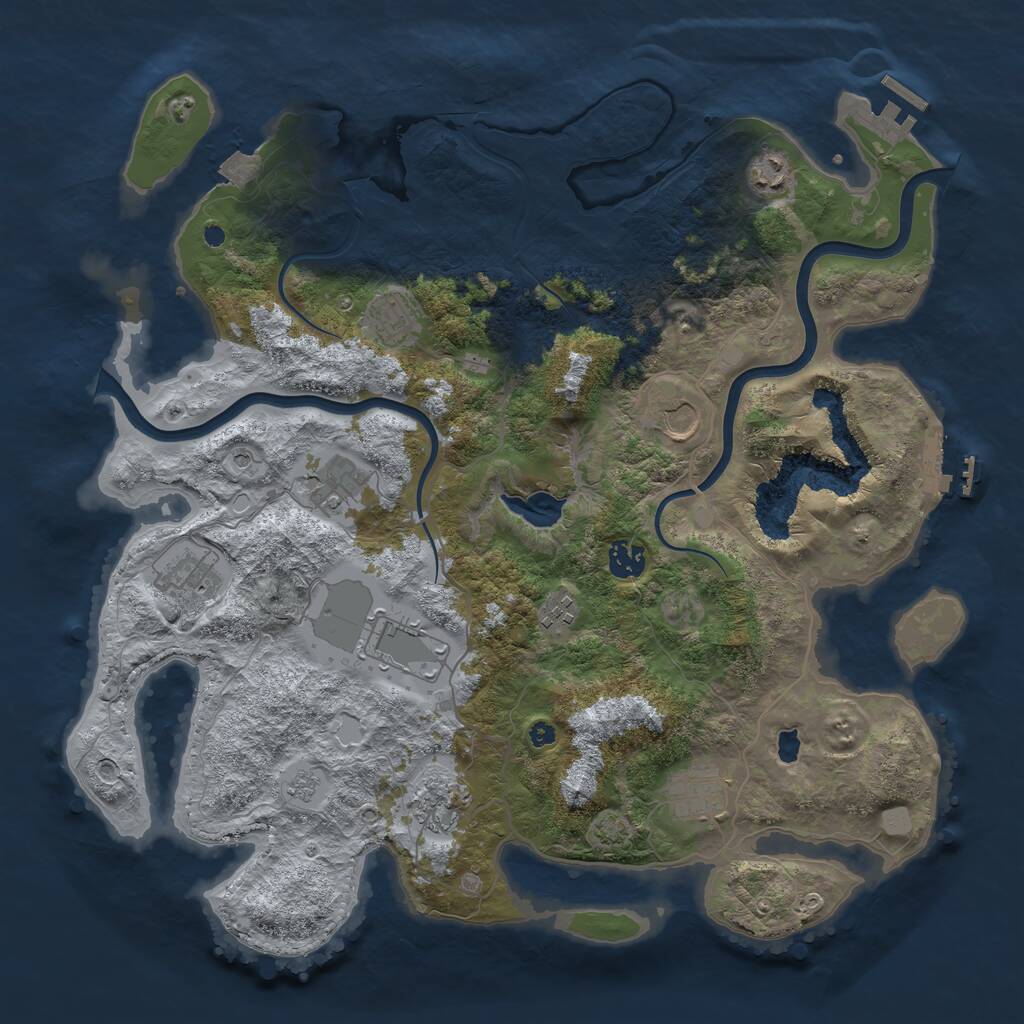 Rust Map: Procedural Map, Size: 4000, Seed: 87578015, 16 Monuments