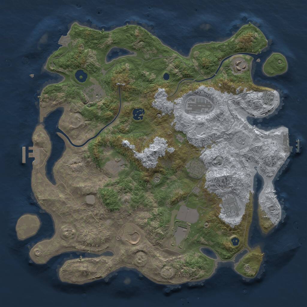 Rust Map: Procedural Map, Size: 3800, Seed: 584599643, 16 Monuments