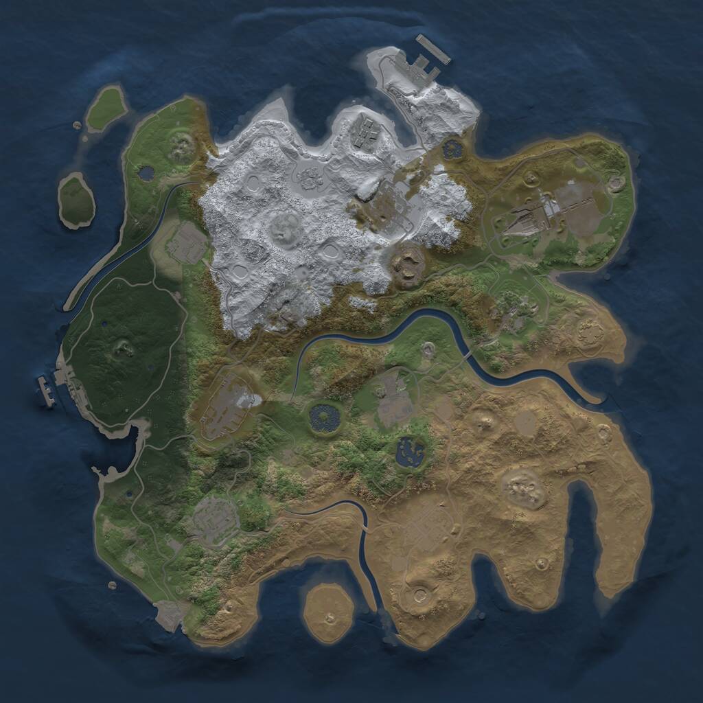 Rust Map: Procedural Map, Size: 3500, Seed: 1417556810, 18 Monuments