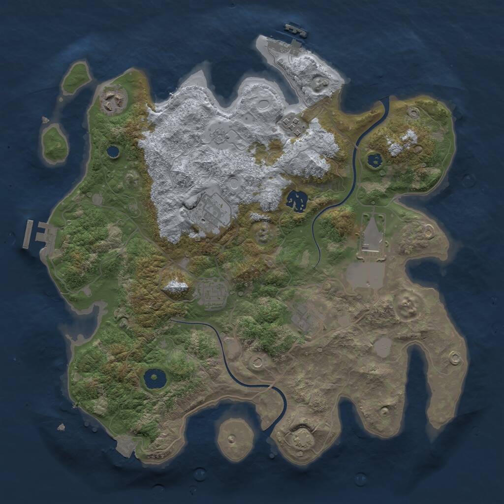 Rust Map: Procedural Map, Size: 3500, Seed: 1417556810, 13 Monuments