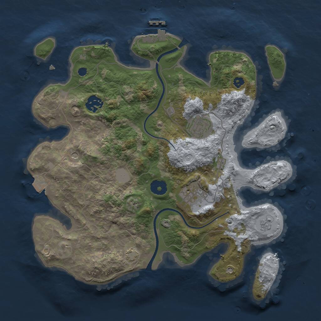 Rust Map: Procedural Map, Size: 3000, Seed: 31571, 8 Monuments