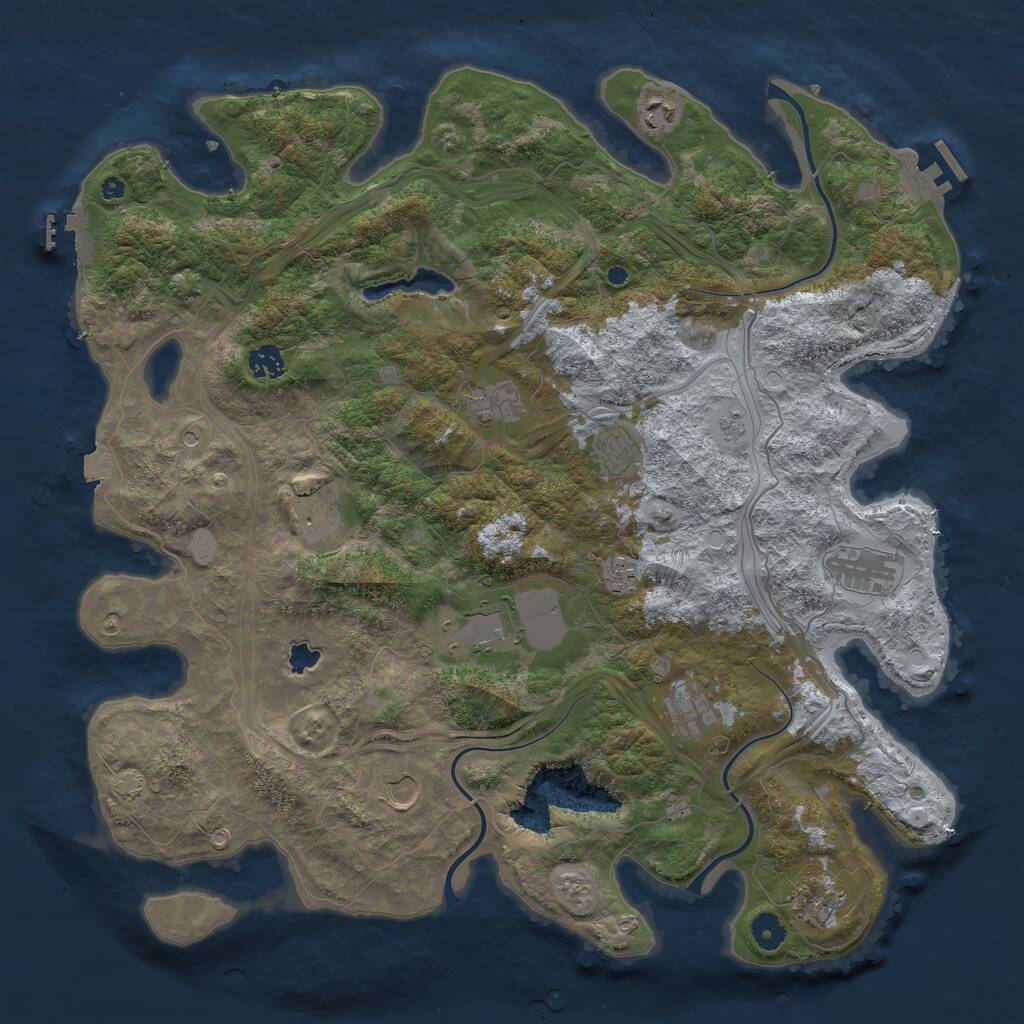 Rust Map: Procedural Map, Size: 4400, Seed: 524499, 17 Monuments