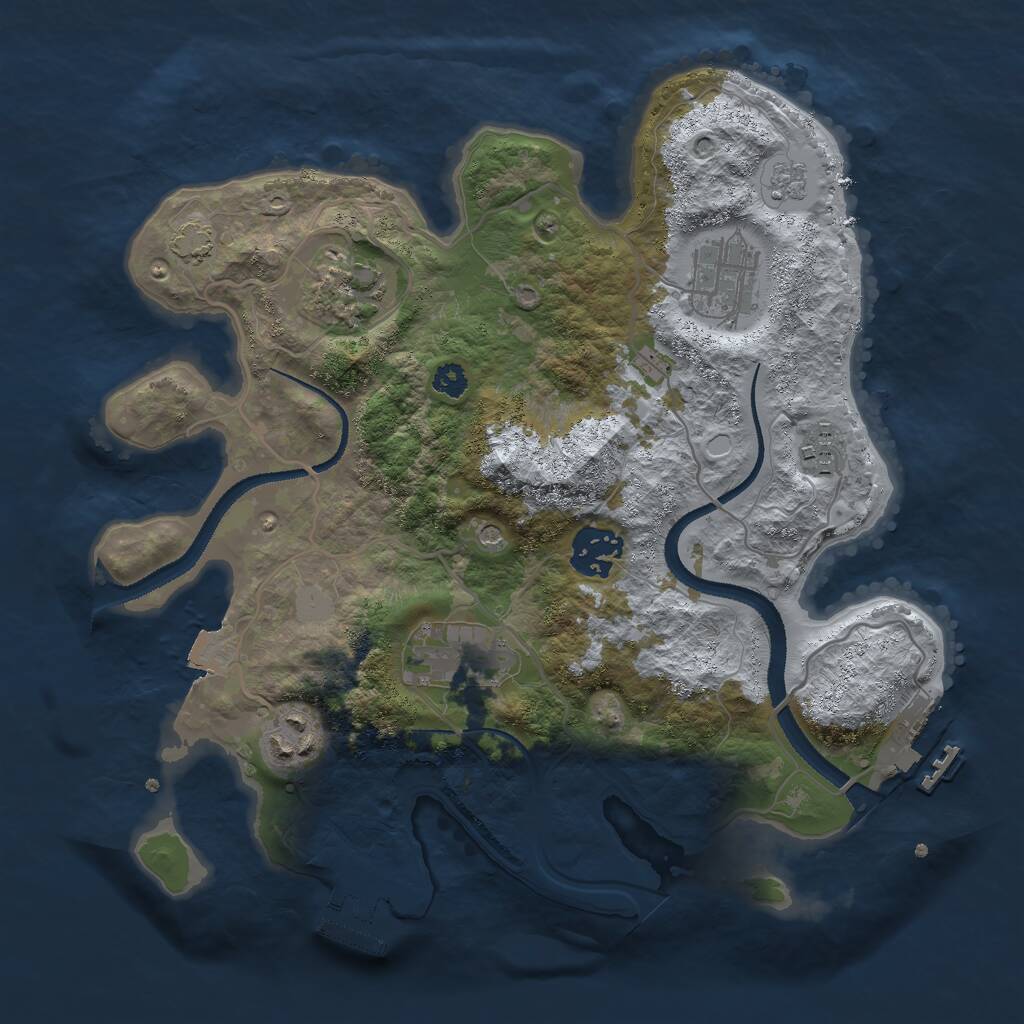 Rust Map: Procedural Map, Size: 3000, Seed: 1752877588, 12 Monuments