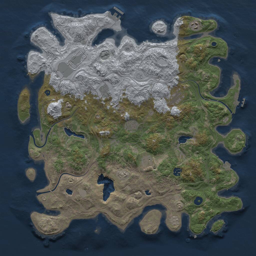 Rust Map: Procedural Map, Size: 4500, Seed: 1837423821, 14 Monuments