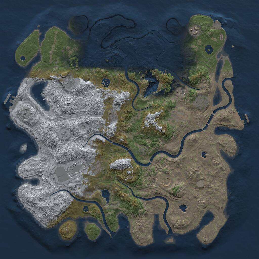 Rust Map: Procedural Map, Size: 4500, Seed: 1925467071, 16 Monuments