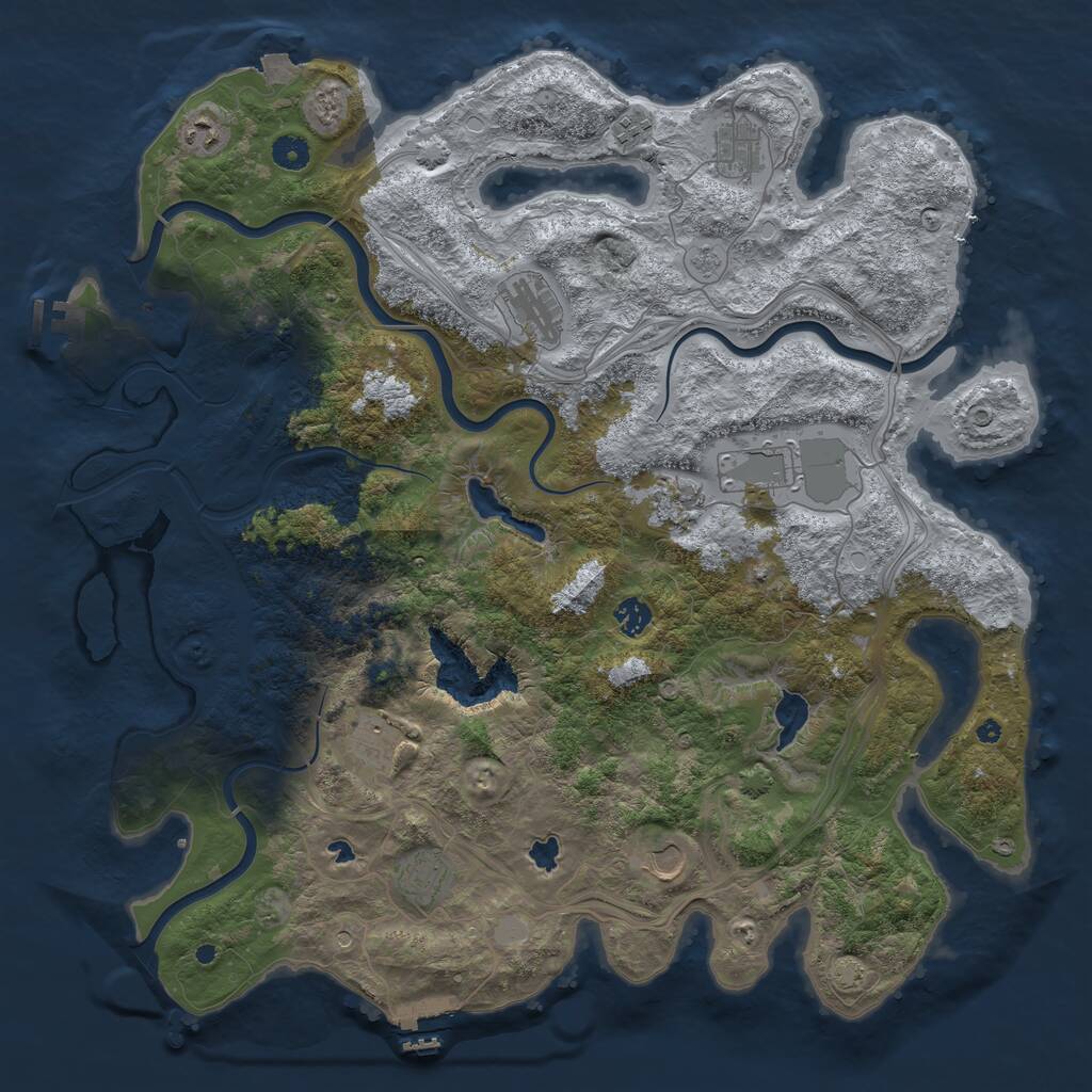 Rust Map: Procedural Map, Size: 4500, Seed: 27453956, 16 Monuments