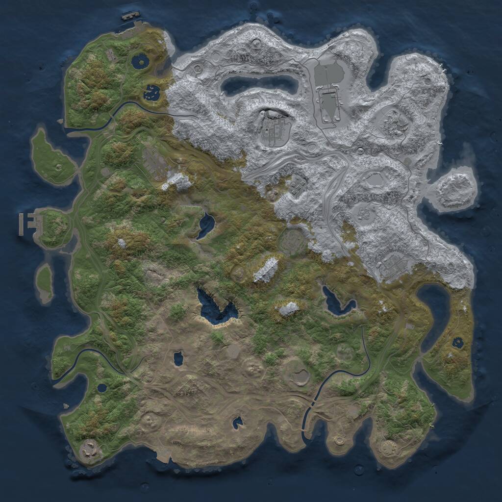 Rust Map: Procedural Map, Size: 4500, Seed: 27453956, 16 Monuments