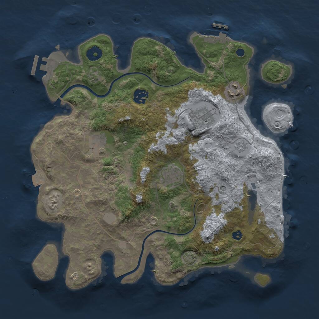 Rust Map: Procedural Map, Size: 3200, Seed: 1228328551, 11 Monuments