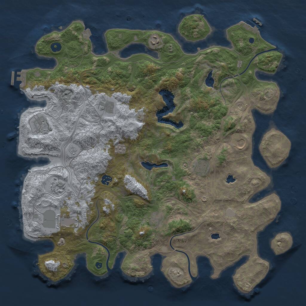 Rust Map: Procedural Map, Size: 4500, Seed: 655647048, 16 Monuments
