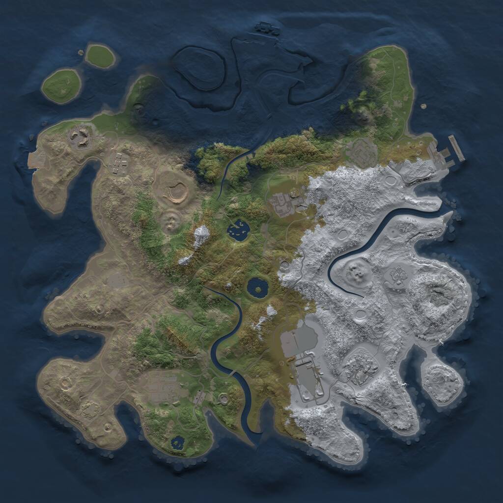 Rust Map: Procedural Map, Size: 3600, Seed: 858243032, 15 Monuments