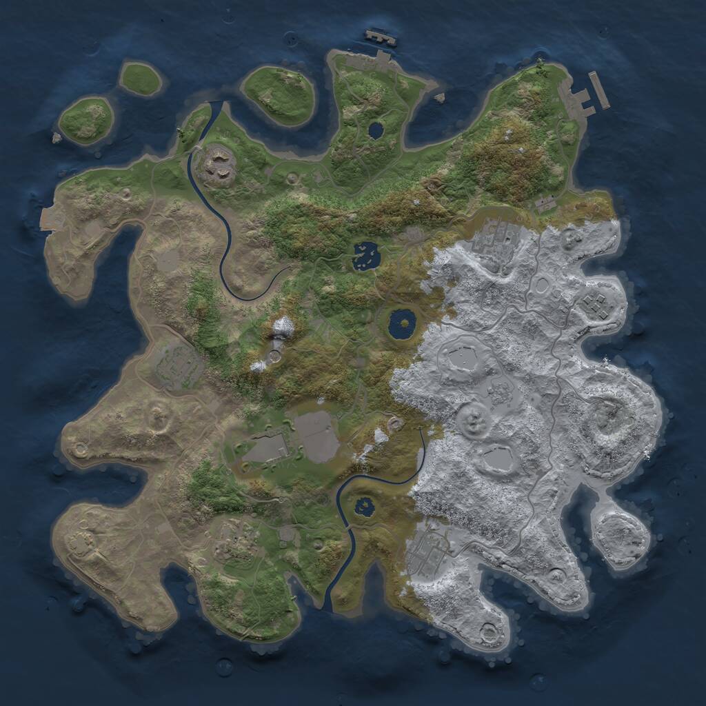 Rust Map: Procedural Map, Size: 3600, Seed: 858243032, 14 Monuments