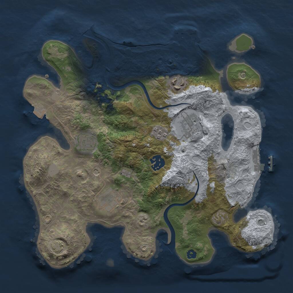 Rust Map: Procedural Map, Size: 3000, Seed: 1708489023, 11 Monuments