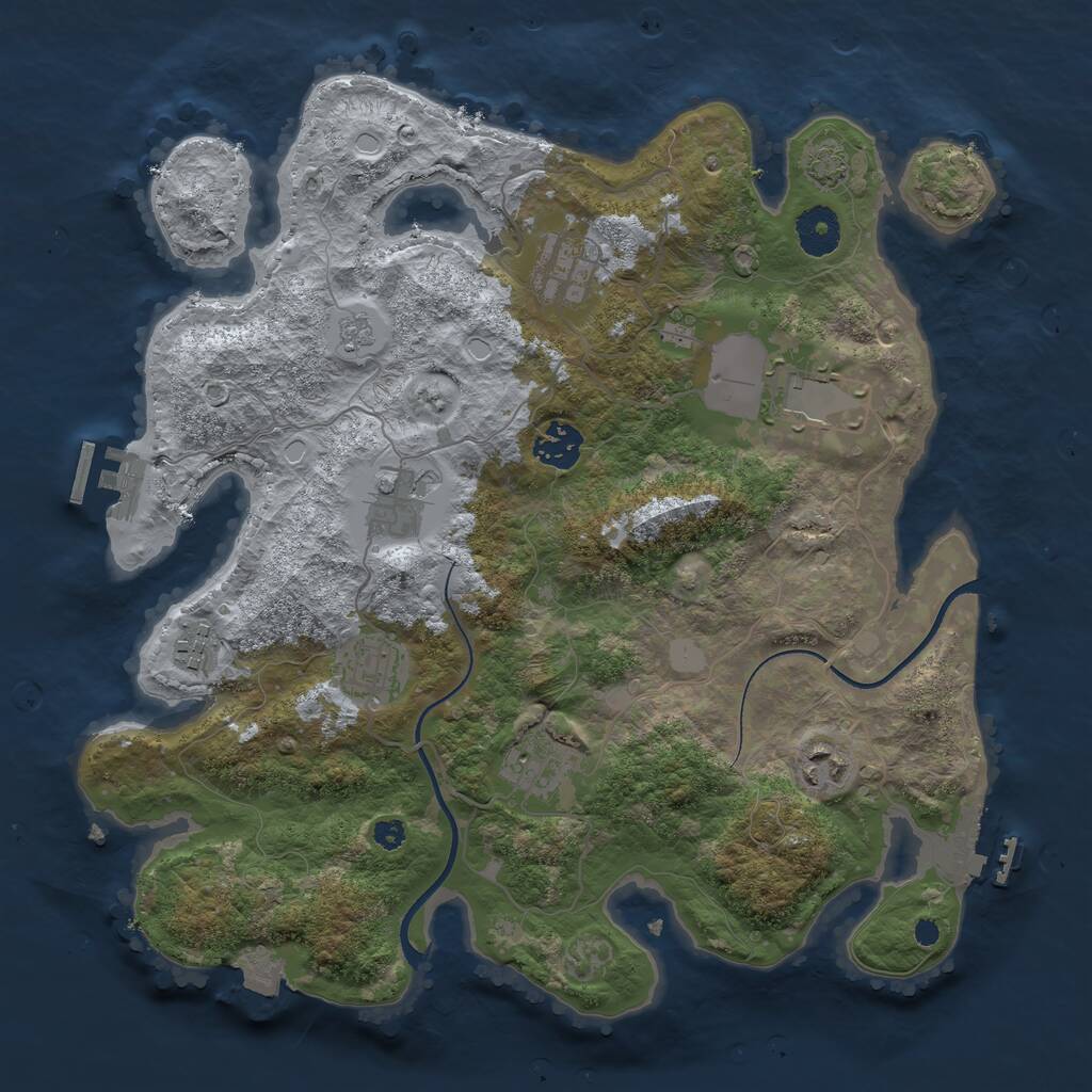 Rust Map: Procedural Map, Size: 3500, Seed: 138821, 13 Monuments