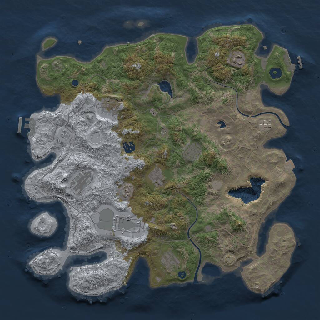 Rust Map: Procedural Map, Size: 4000, Seed: 2128283527, 15 Monuments