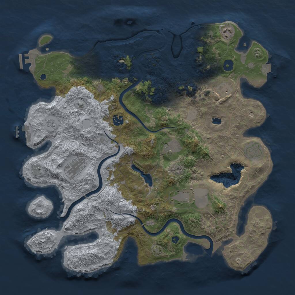 Rust Map: Procedural Map, Size: 4000, Seed: 2128283527, 14 Monuments