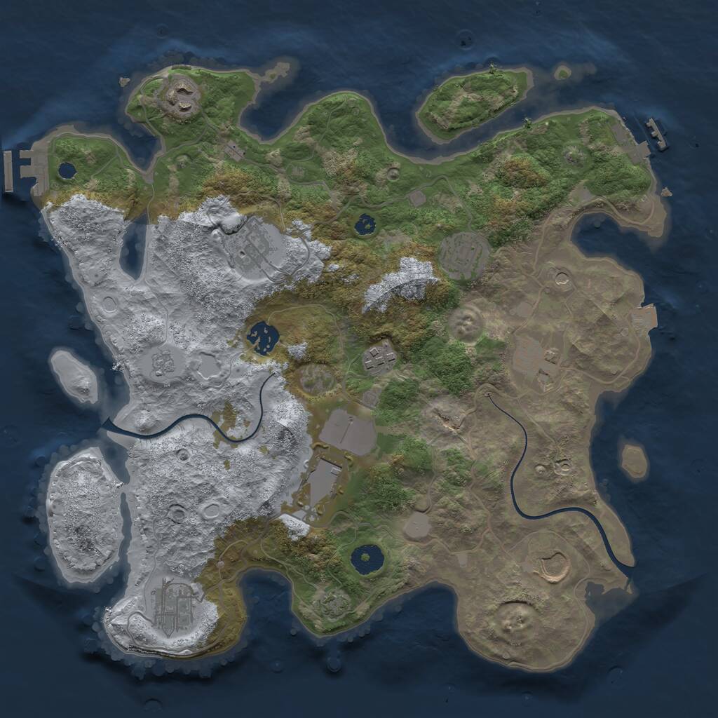 Rust Map: Procedural Map, Size: 3500, Seed: 1461321333, 15 Monuments