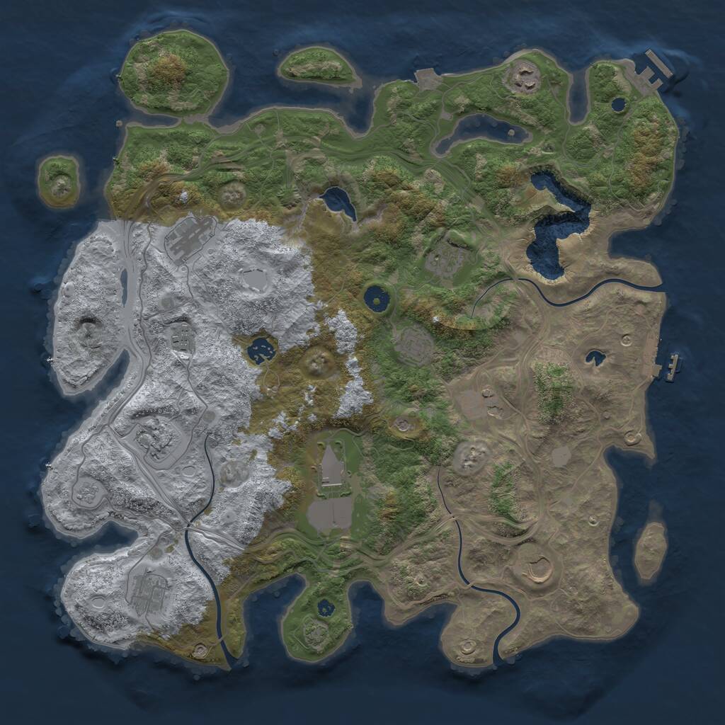 Rust Map: Procedural Map, Size: 4250, Seed: 1343033877, 17 Monuments