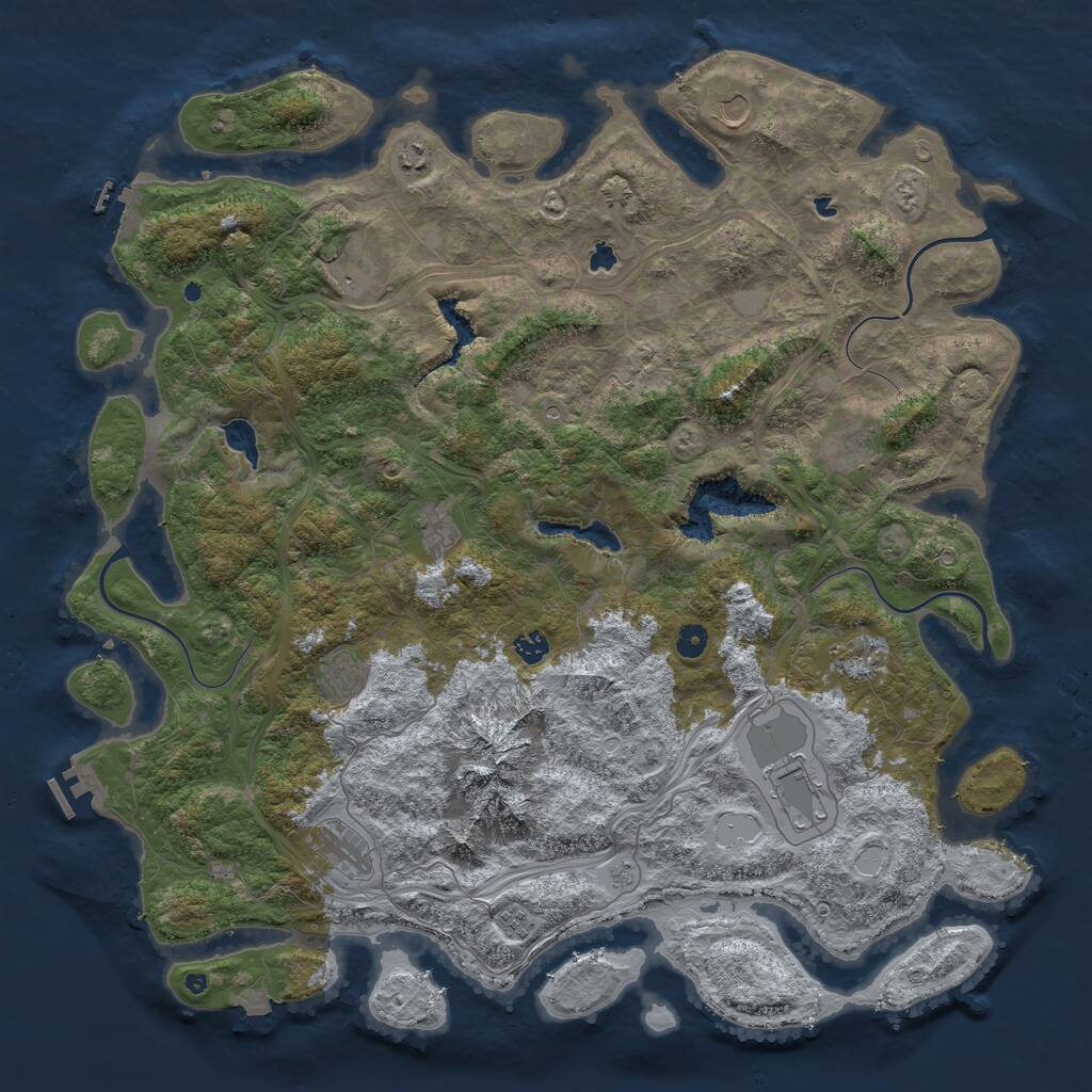 Rust Map: Procedural Map, Size: 5000, Seed: 833497572, 17 Monuments