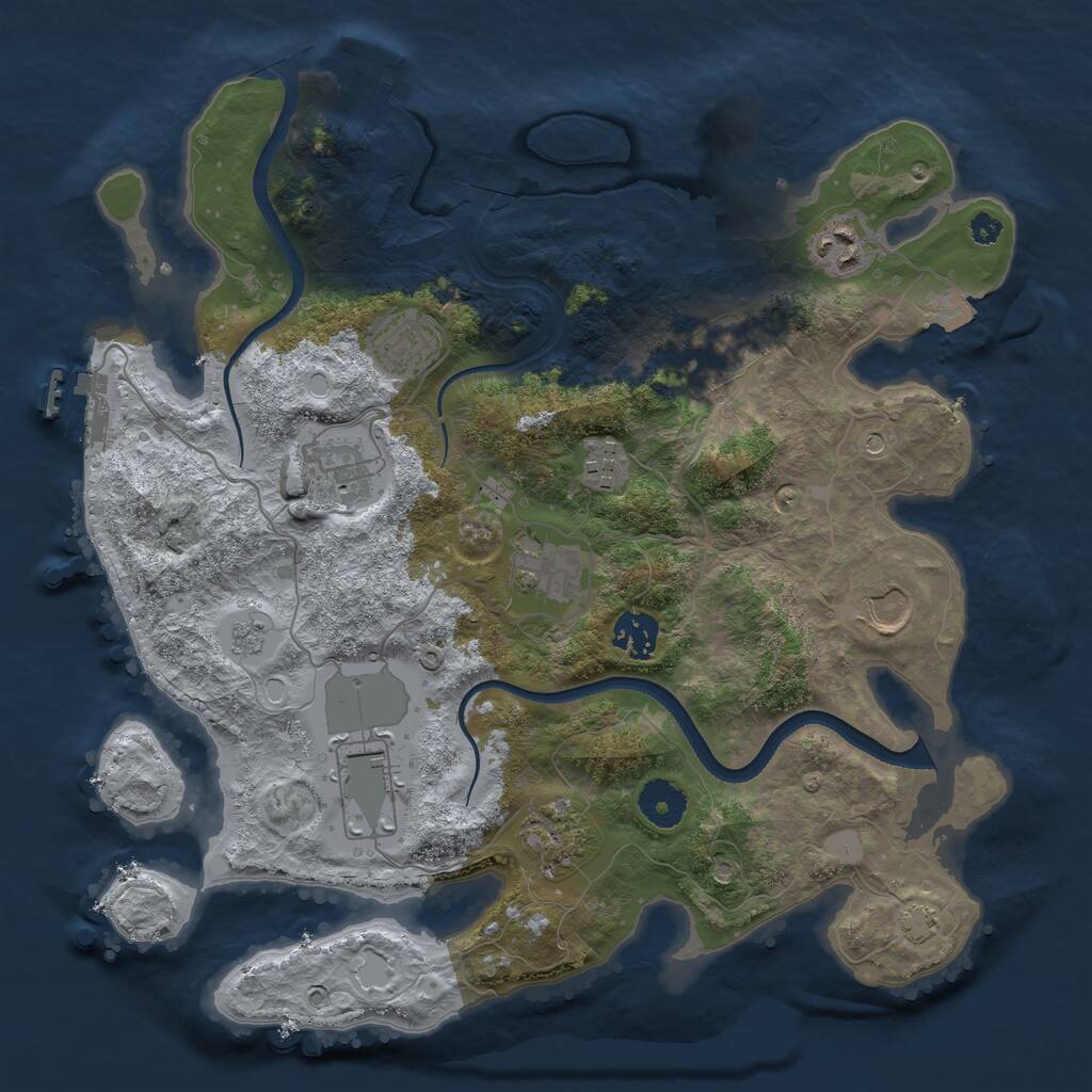 Rust Map: Procedural Map, Size: 3500, Seed: 138328551, 18 Monuments