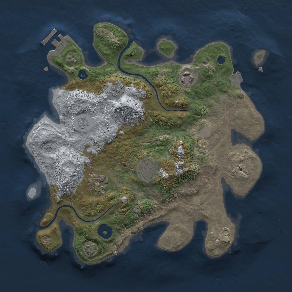 Rust Map: Procedural Map, Size: 3000, Seed: 51257, 9 Monuments