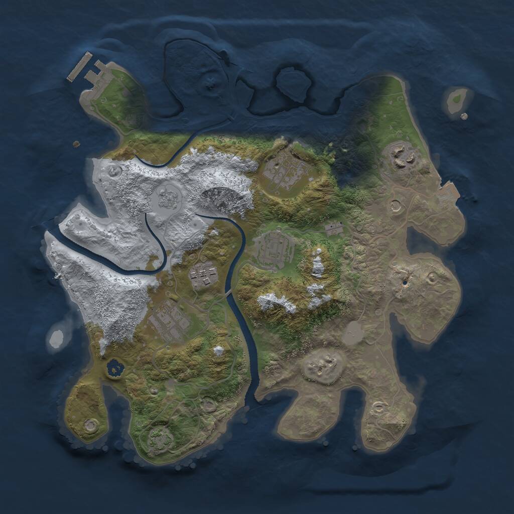 Rust Map: Procedural Map, Size: 3000, Seed: 51257, 12 Monuments