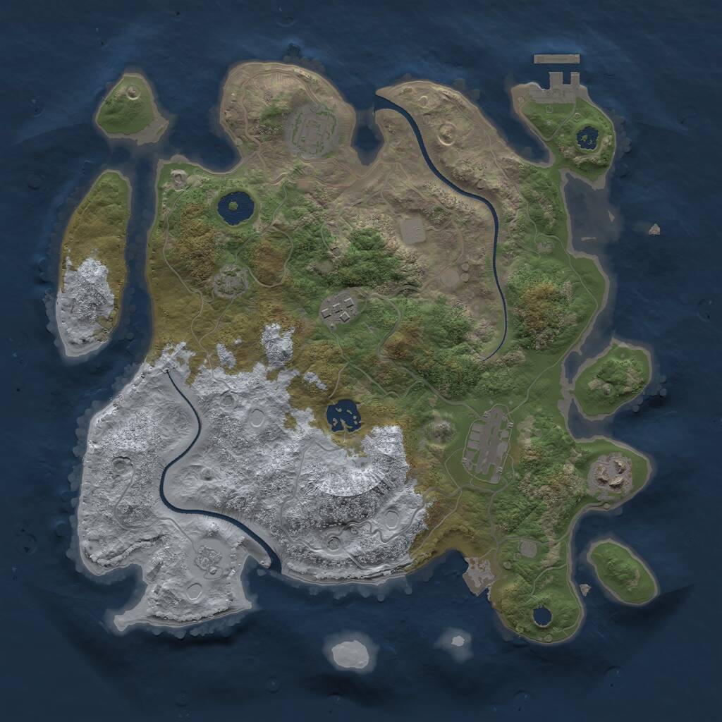 Rust Map: Procedural Map, Size: 3200, Seed: 1455906453, 10 Monuments