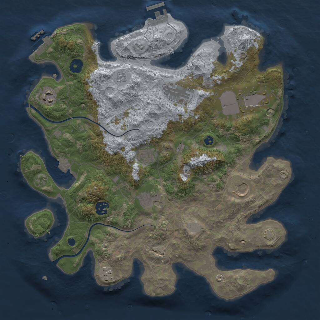 Rust Map: Procedural Map, Size: 3500, Seed: 111453650, 14 Monuments