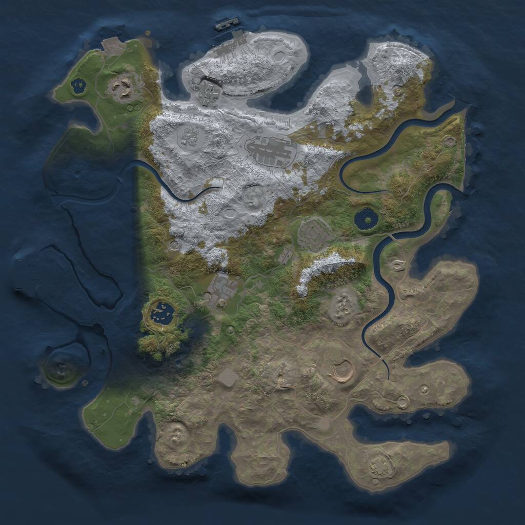 Rust Map: Procedural Map, Size: 3500, Seed: 111453650, 15 Monuments