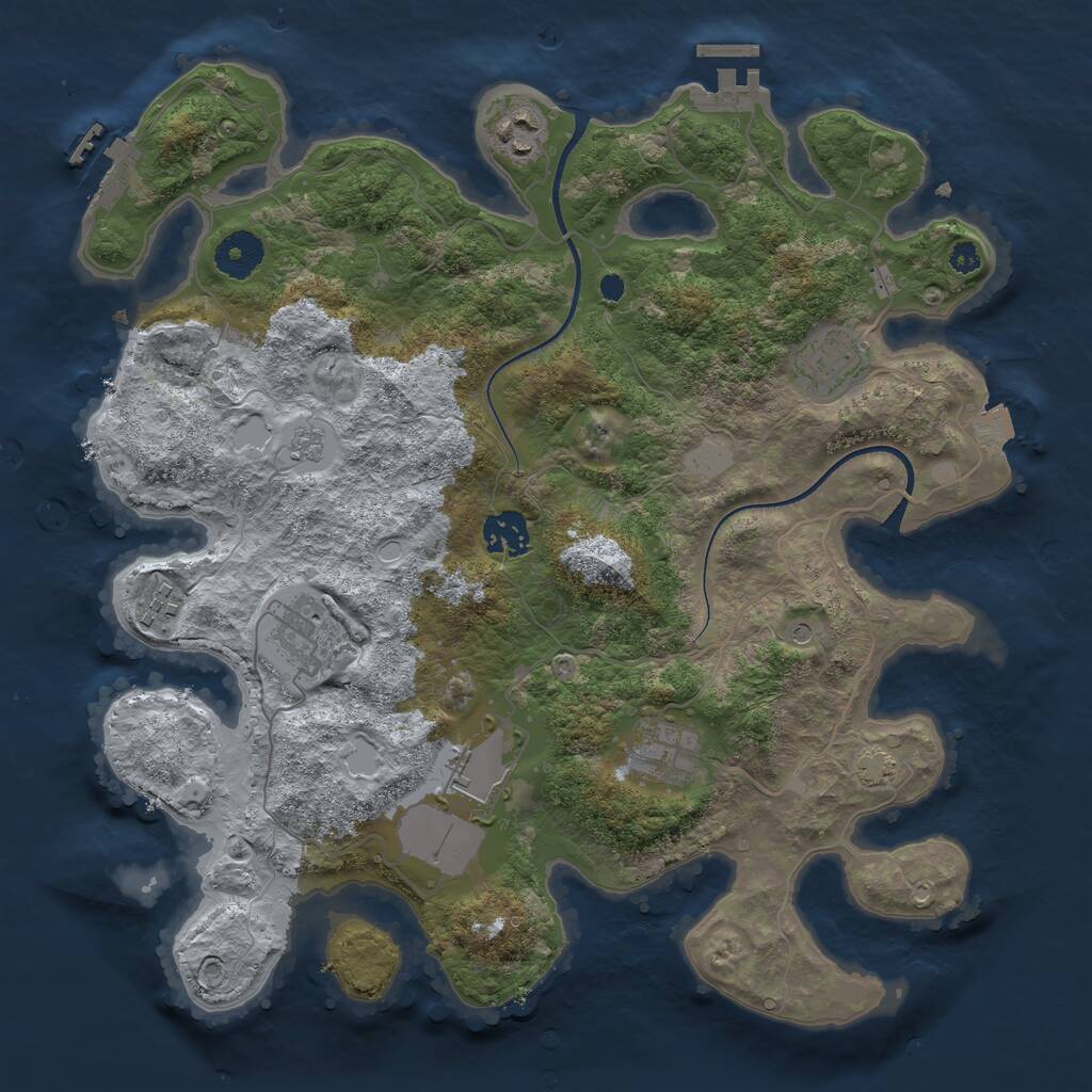 Rust Map: Procedural Map, Size: 3500, Seed: 1291063615, 13 Monuments