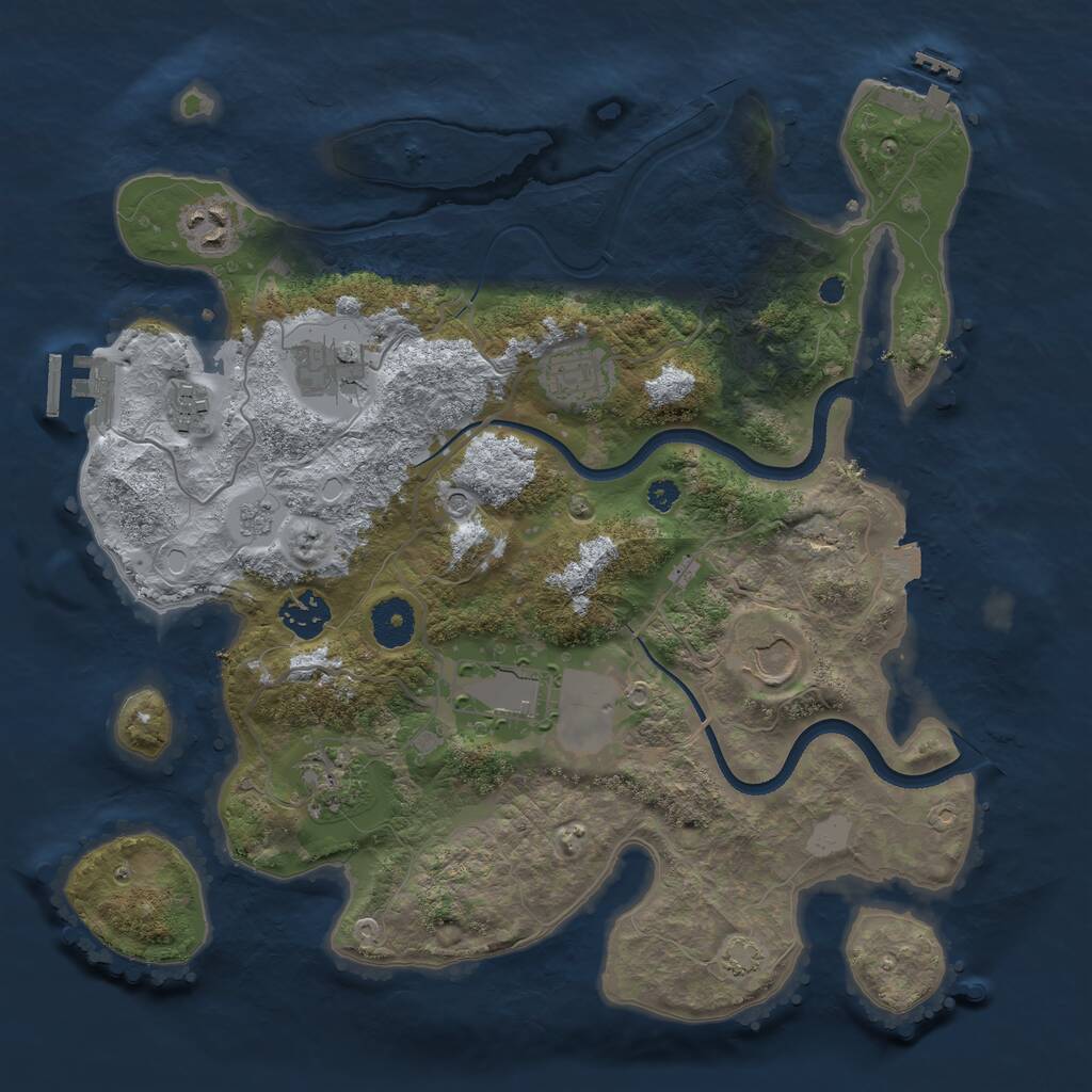 Rust Map: Procedural Map, Size: 3500, Seed: 1801424201, 14 Monuments